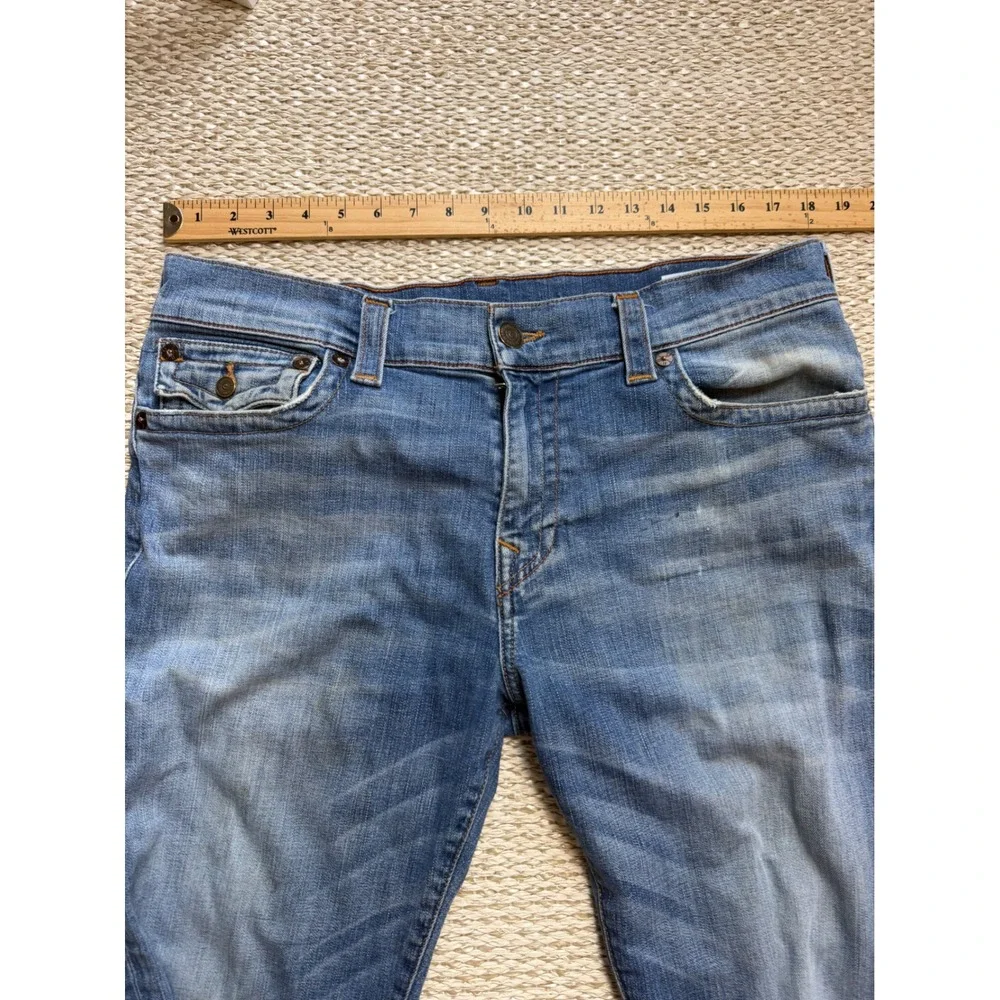 True Religion Ricky Relaxed Straight Leg Jeans Mens 36 Medium Wash Blue Denim